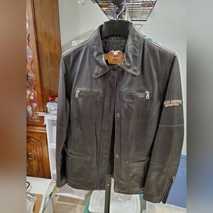 Women Harley Davidson 3/4 length leather jacket